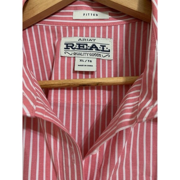 Ariat REAL Red Striped Fitted Button Up Long Sleeve Shirt Women’s‎ XLarge - Picture 4 of 5